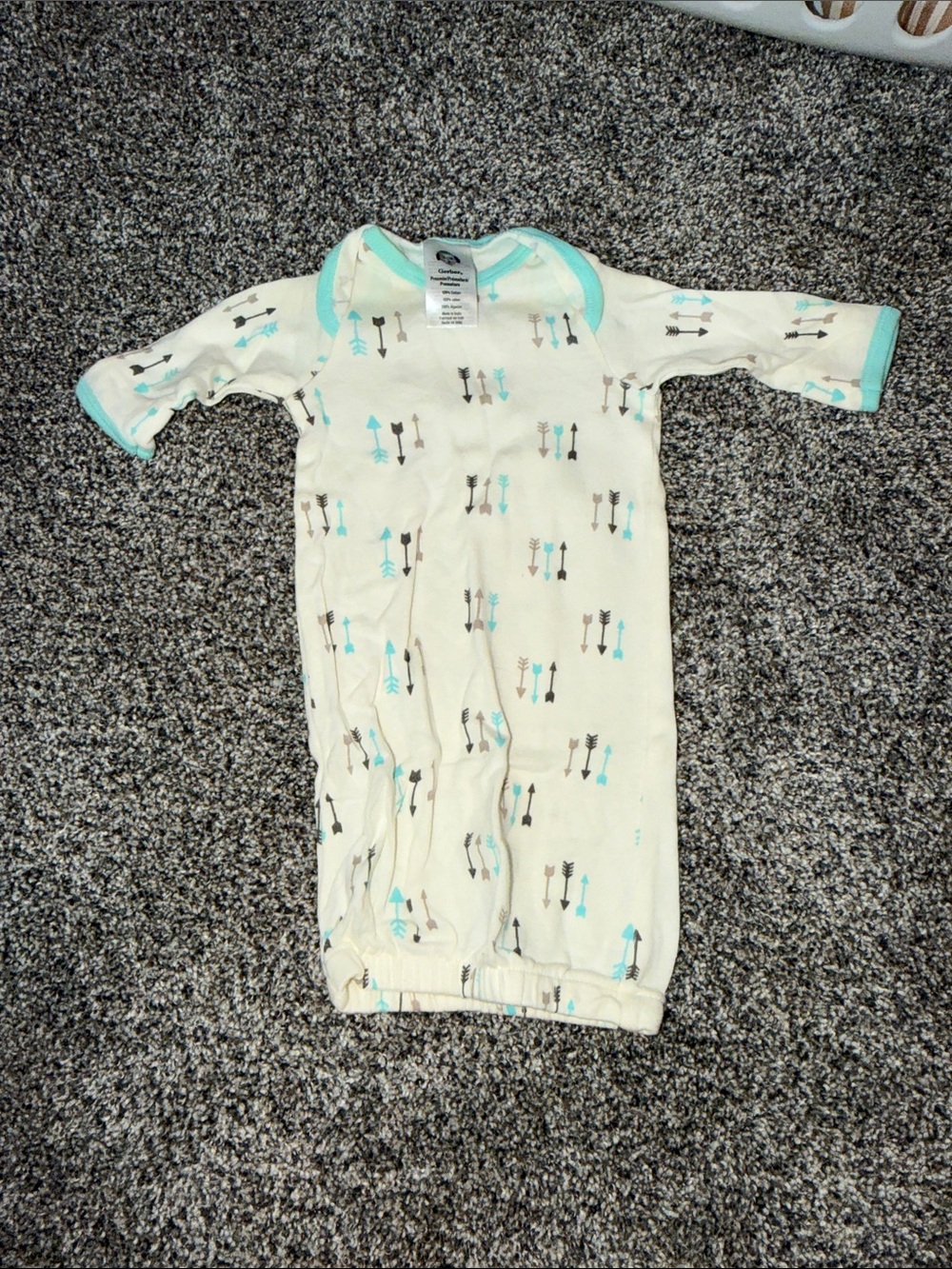 Gerber Cream Sleep Gown with Teal and Brown Arrow Print